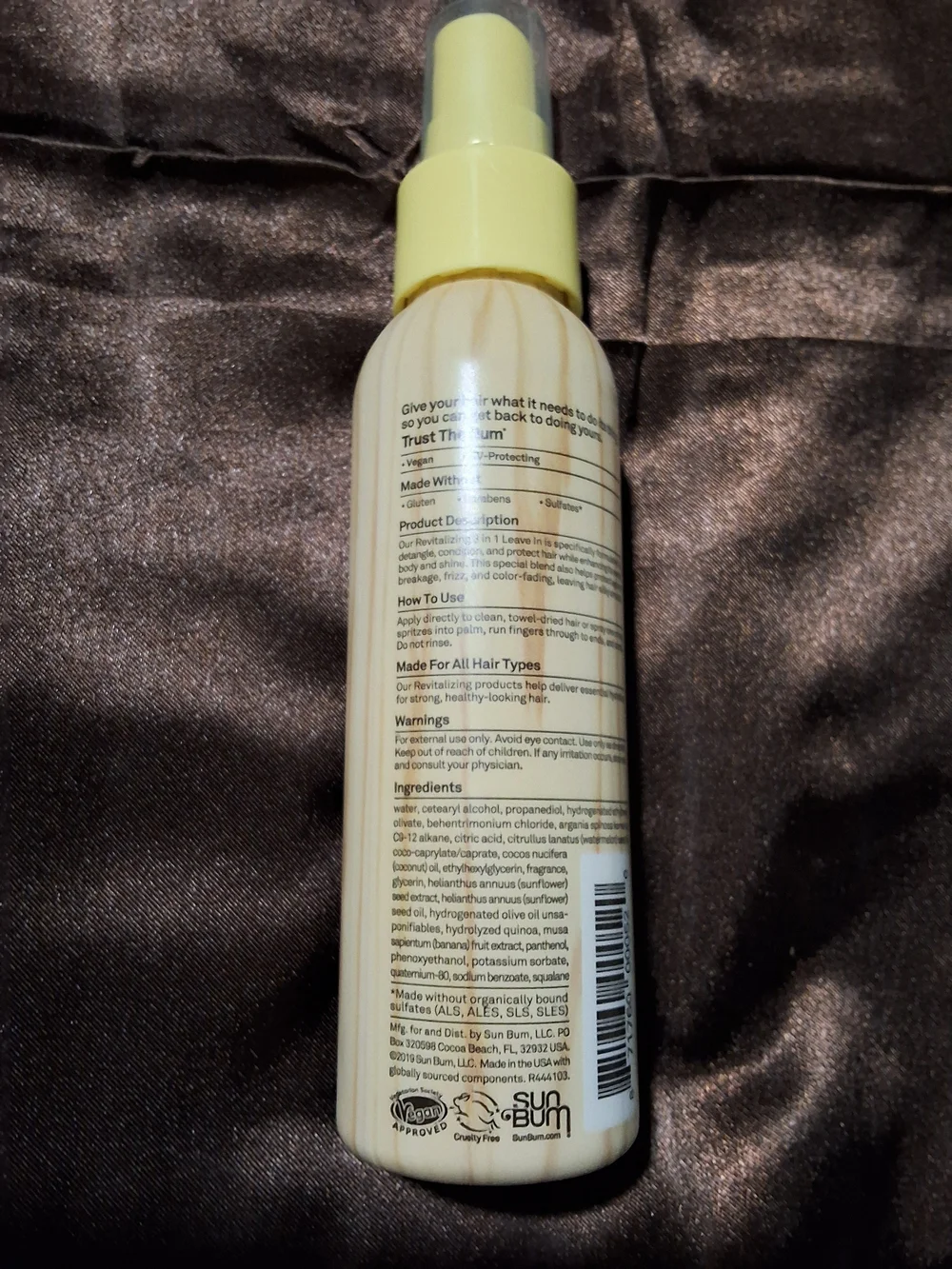 Sun Bum Revitalizing 3 in 1 Leave In Hair Treatment 4 oz UV Protection All Hair